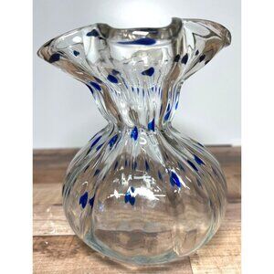 Blue Heart Art Glass Decorative Vase With Unique Wavy Design